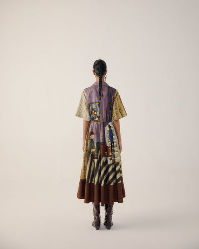 PRINT BLOCKED DRESS-Living Room