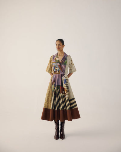 PRINT BLOCKED DRESS-Living Room