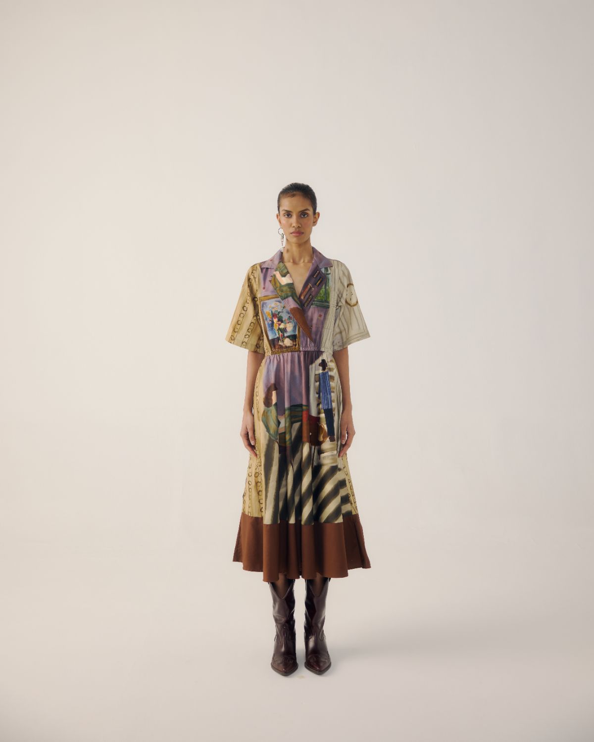 PRINT BLOCKED DRESS-Living Room