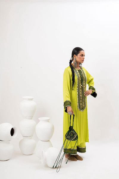 Ajrakh Handcrafted Potli - Green (2)