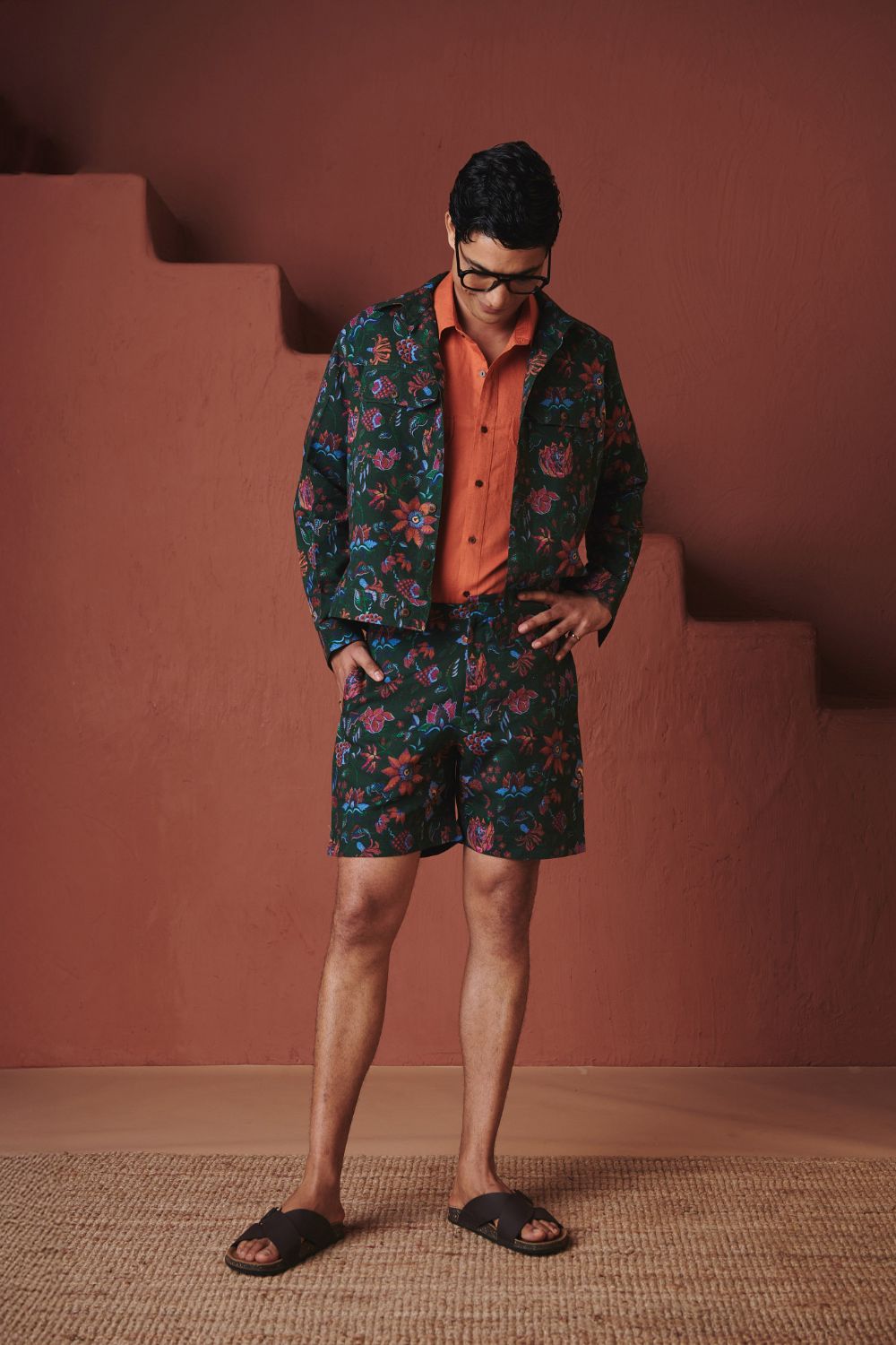 Paan Chintz Co Linen Men's Trucker Jacket