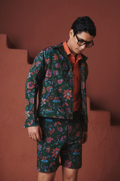 Paan Chintz Co Linen Men's Trucker Jacket