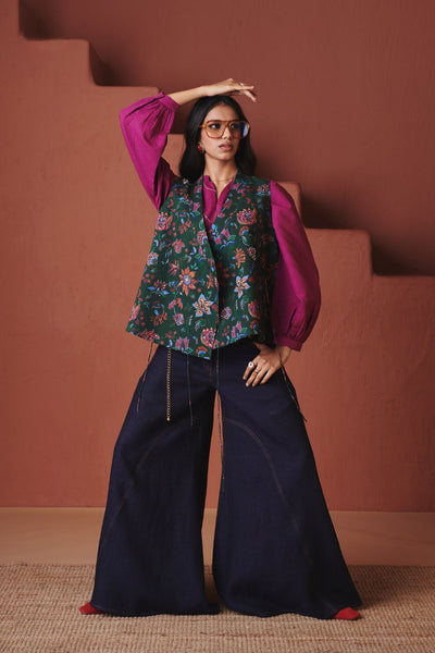 Paan Chintz Co Linen Wrap Waistcoat