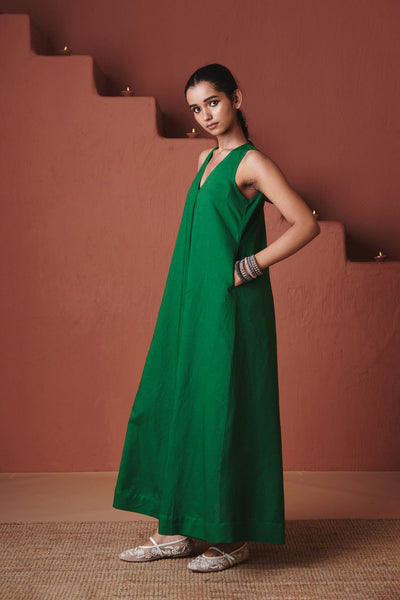 Paan Co Linen Flared Dress