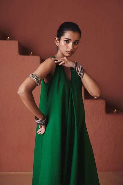 Paan Co Linen Flared Dress