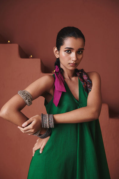 Paan Co Linen Flared Dress
