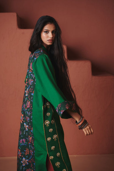 Paan Co Linen Multi Panelled Kurta Set