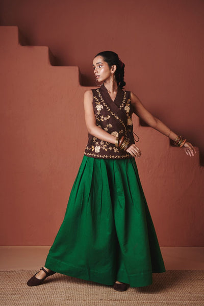 Paan Co Linen Multi Pleated Pants
