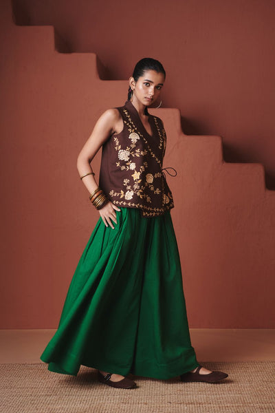 Paan Co Linen Multi Pleated Pants