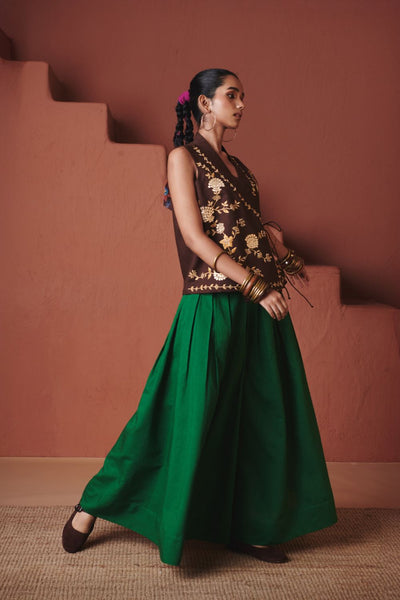 Paan Co Linen Multi Pleated Pants