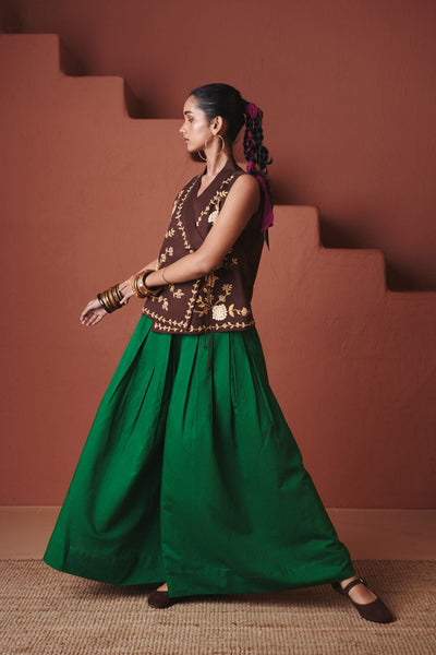 Paan Co Linen Multi Pleated Pants