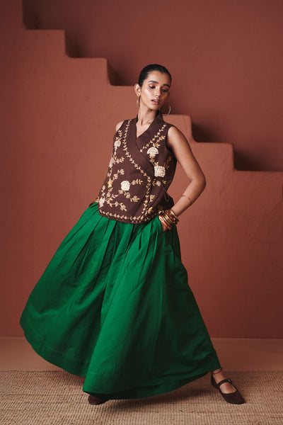 Paan Co Linen Multi Pleated Pants