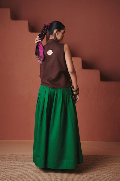 Paan Co Linen Multi Pleated Pants