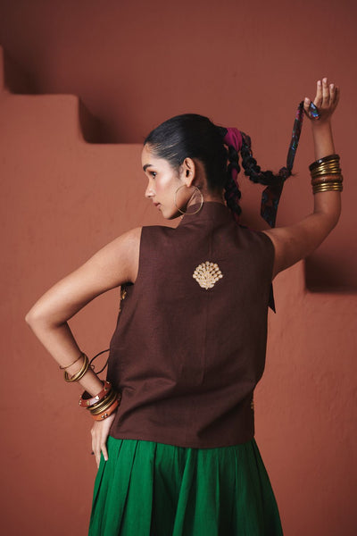 Paan Co Linen Multi Pleated Pants