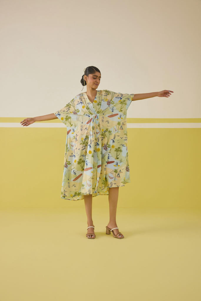 Palmy Summer Lyocell Kaftan Dress
