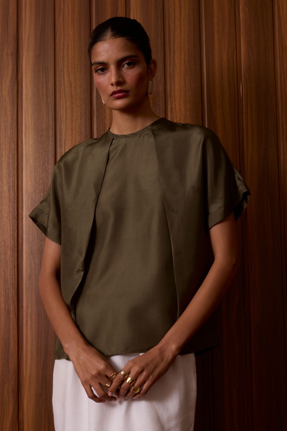 Pam Olive Silk Top