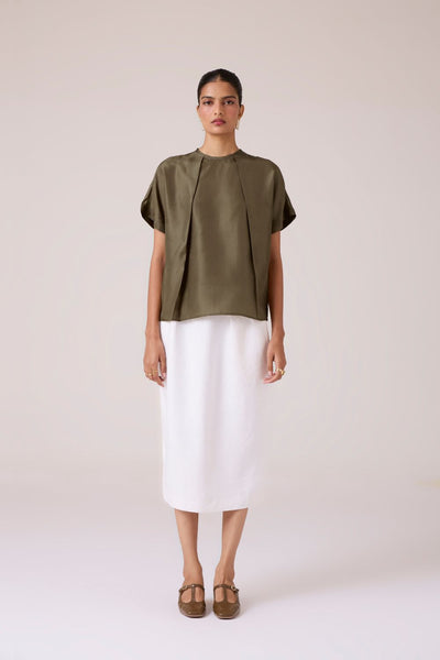 Pam Olive Silk Top