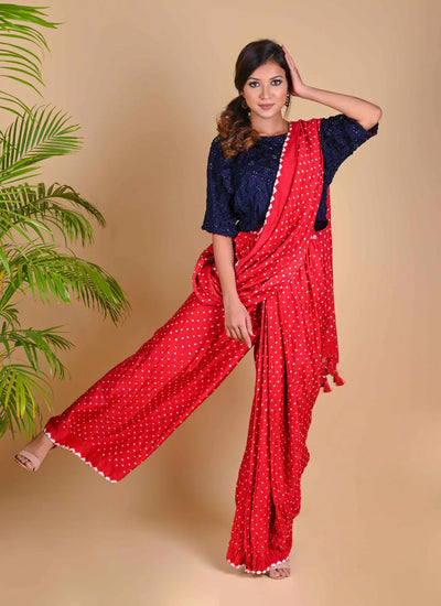 PANT SAREE-RED