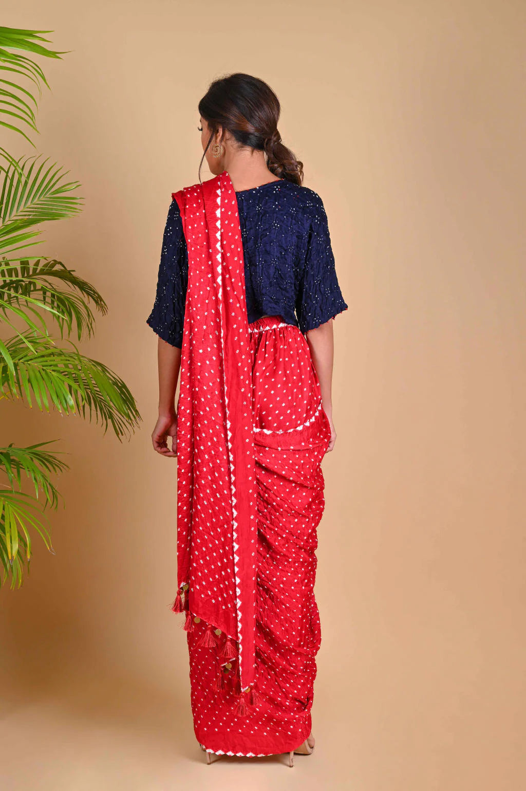 PANT SAREE-RED