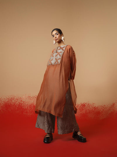 Pebble Tunic (Peach + Grey)-Ech/Pe/Tu/OrGr