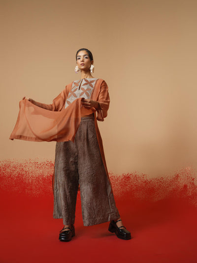 Pebble Tunic (Peach + Grey)-Ech/Pe/Tu/OrGr