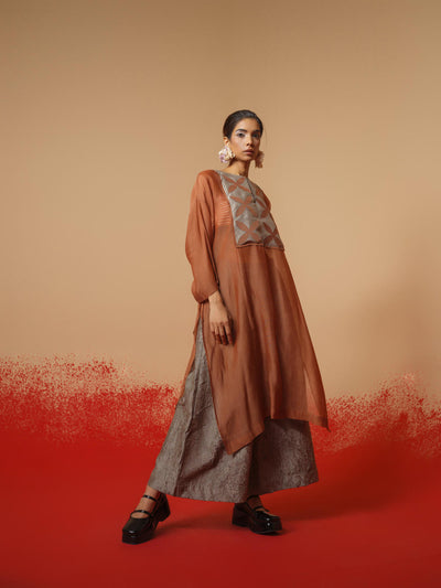 Pebble Tunic (Peach + Grey)-Ech/Pe/Tu/OrGr