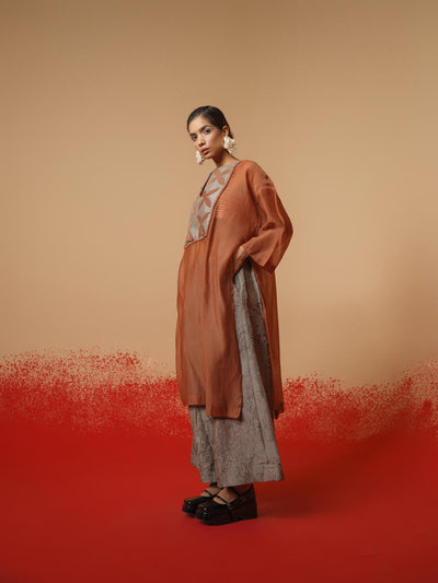 Pebble Tunic (Peach + Grey)-Ech/Pe/Tu/OrGr