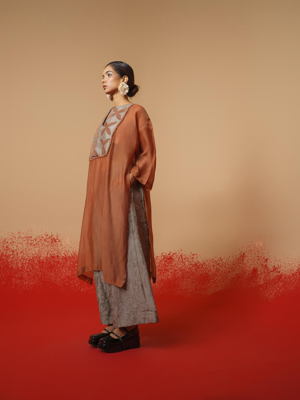 Pebble Tunic (Peach + Grey)-Ech/Pe/Tu/OrGr