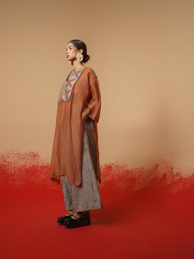 Pebble Tunic (Peach + Grey)-Ech/Pe/Tu/OrGr