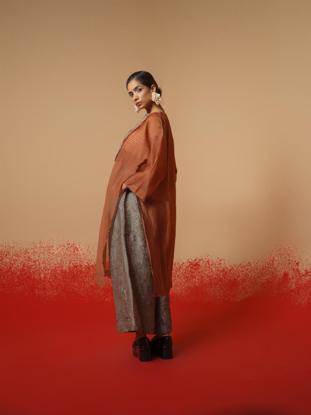 Pebble Tunic (Peach + Grey)-Ech/Pe/Tu/OrGr
