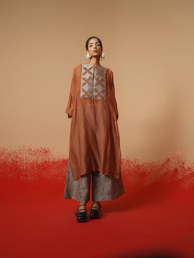 Pebble Tunic (Peach + Grey)-Ech/Pe/Tu/OrGr