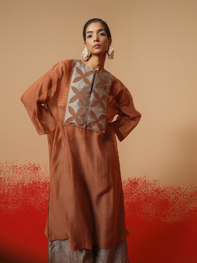 Pebble Tunic (Peach + Grey)-Ech/Pe/Tu/OrGr