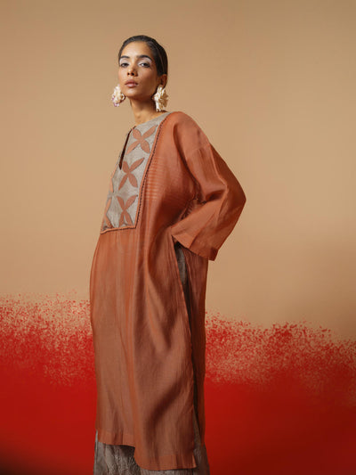 Pebble Tunic (Peach + Grey)-Ech/Pe/Tu/OrGr
