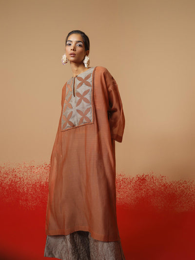 Pebble Tunic (Peach + Grey)-Ech/Pe/Tu/OrGr