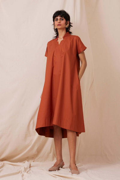 Pina Rust Cotton Dress