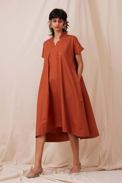Pina Rust Cotton Dress