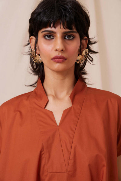 Pina Rust Cotton Dress