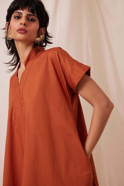 Pina Rust Cotton Dress
