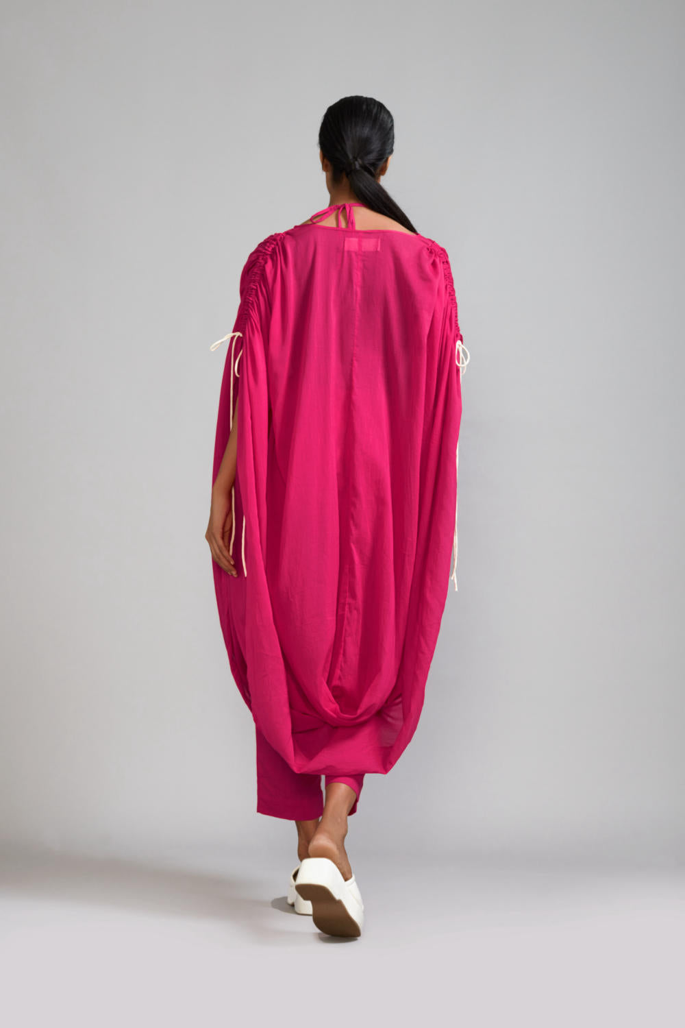 Pink Gathered Cowl Tunic Set (3 PCS)