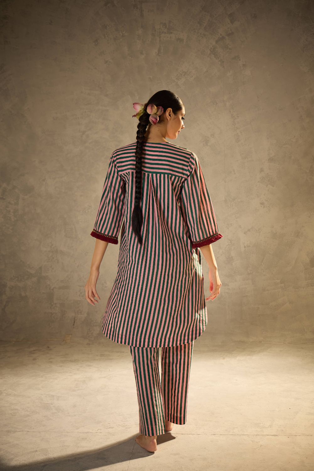 Pink N Green stripe set