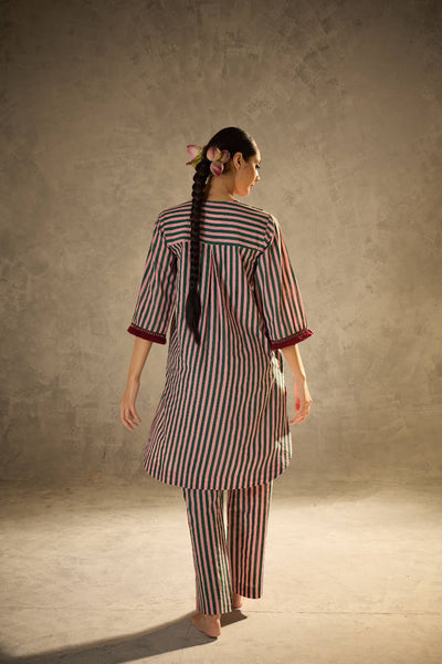 Pink N Green stripe set