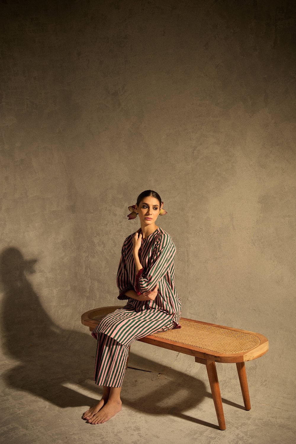 Pink N Green stripe set