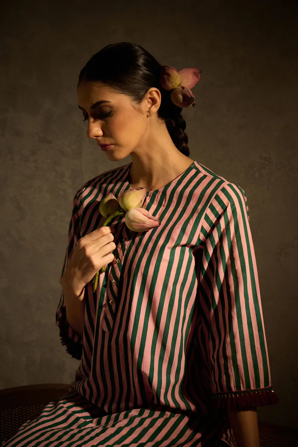 Pink N Green stripe set