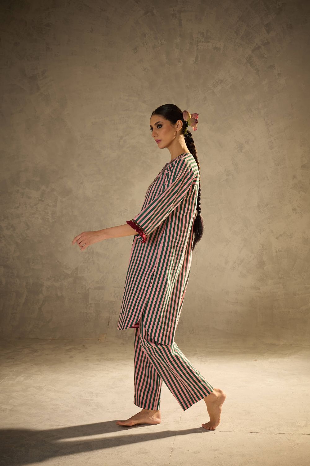 Pink N Green stripe set