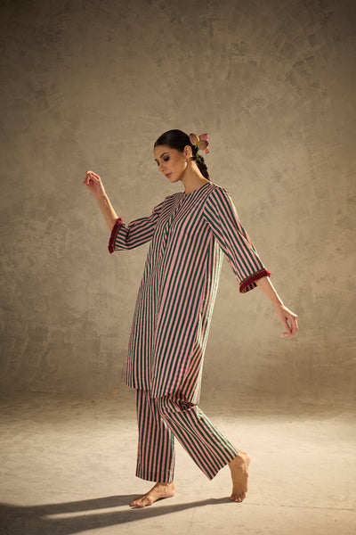 Pink N Green stripe set