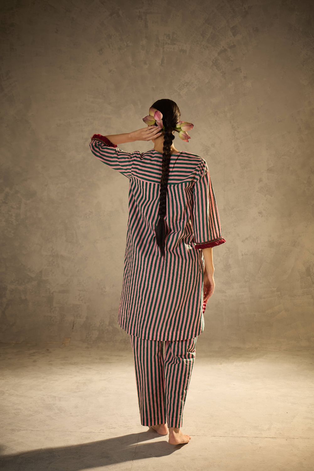 Pink N Green stripe set