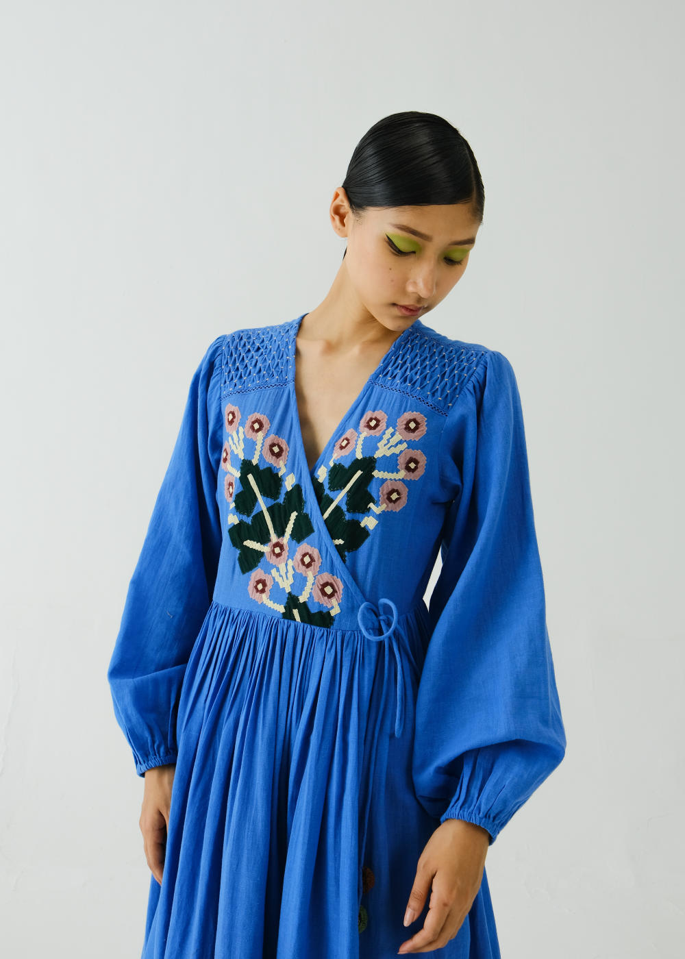 Poem Dress-Electric Blue Pixel Applique