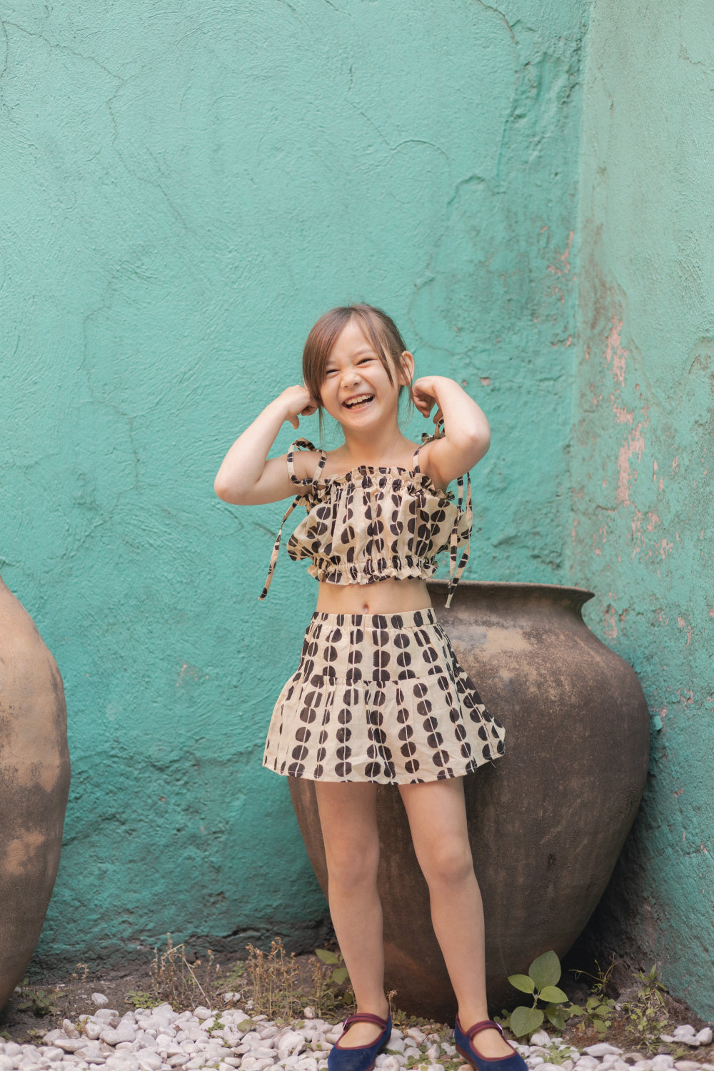 Polka Polka Had a Dot Skirt-Black & Tan