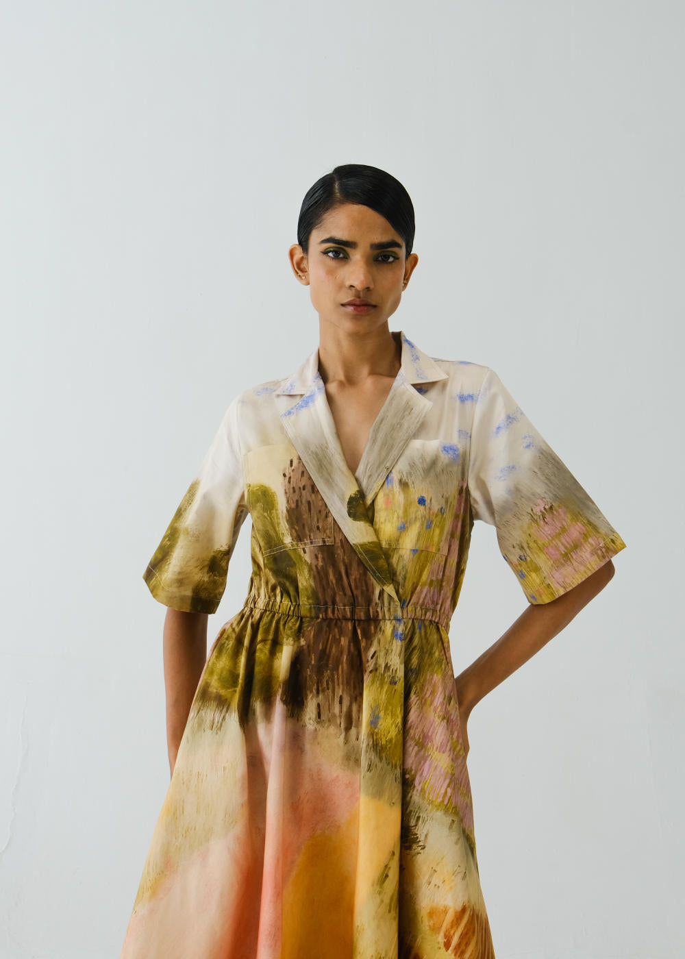Print Blocked Dress-Dale