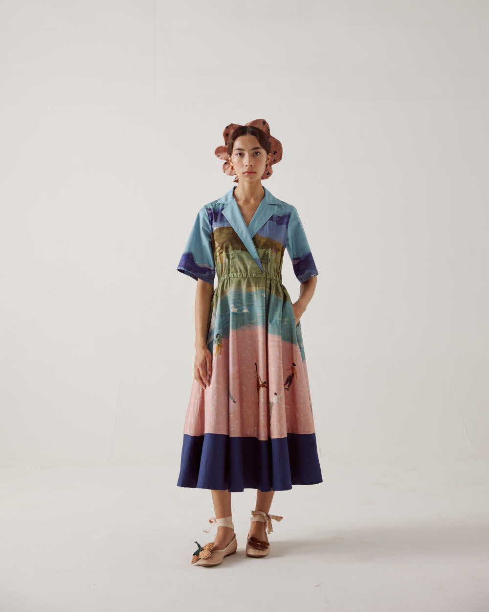 Print Blocked Dress-Skater